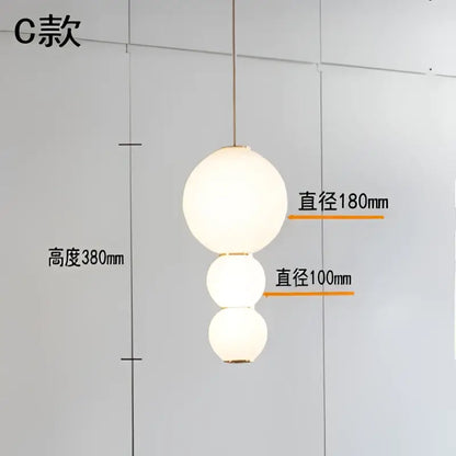 Decorbites led spiral white spherical pendant light with three stacked glass orbs for bedroom kitchen dining room