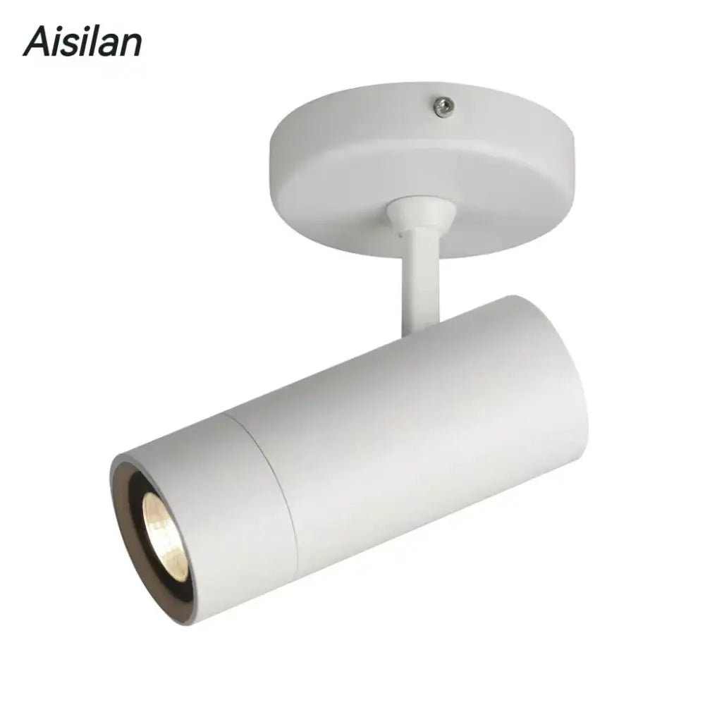 White cylindrical decorbites led spotlight with matte finish and adjustable head for bedroom and living room lighting