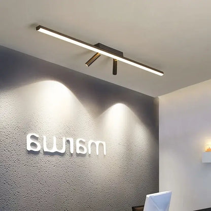 Modern brushed brass linear pendant light with integrated spotlights decorbites led spotlight ceiling lamp for home lighting