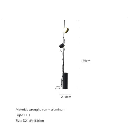 Black wrought iron and aluminum floor lamp with two adjustable led spotlight projection heads by DecorBites LED Spotlight