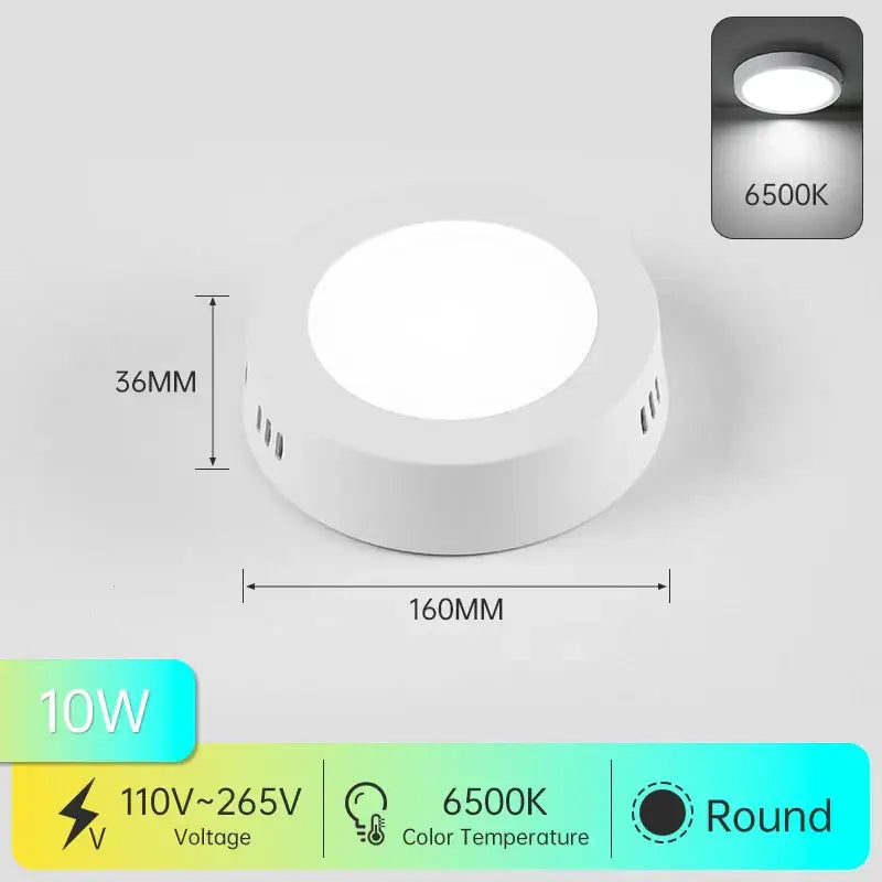 White round recessed ceiling light with 10w warm bright illumination for decorbites led square ceiling fixture