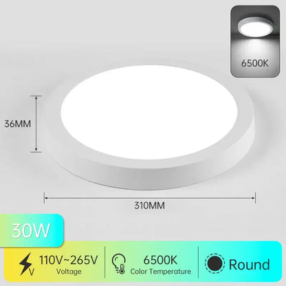 Decorbites led square white round ceiling light 30w 6500k cool white modern kitchen surface mount fixture