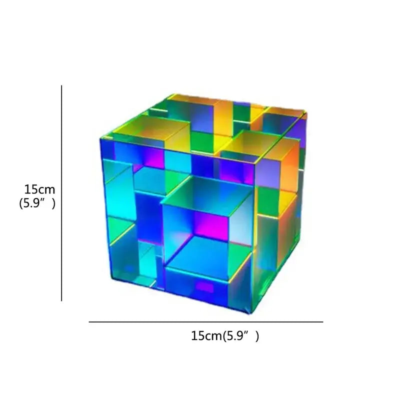 Decorbites led square color cube table lamp made of translucent multi-colored acrylic panels for bedroom decor
