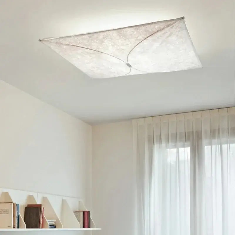 DecorBites™ led square fabric wall lamp with translucent white fabric diffuser and metallic frame for living room use