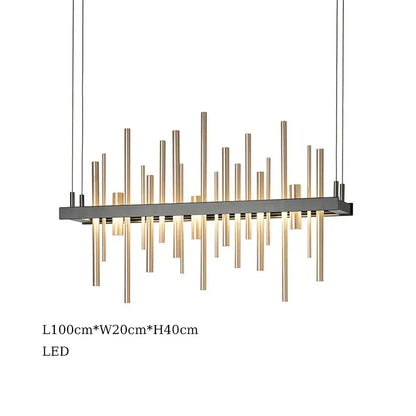 Decorbites led stainless steel pendant light chandelier with sleek black frame and gold rods for modern home decor