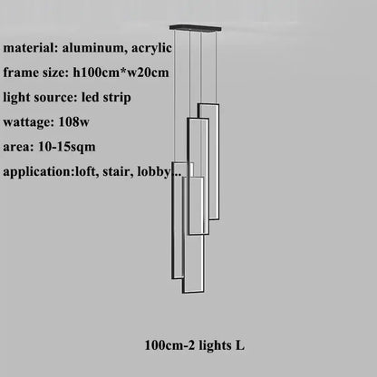 Modern minimalist decorbites led stair chandelier with aluminum frame and acrylic panels for luxury loft lighting