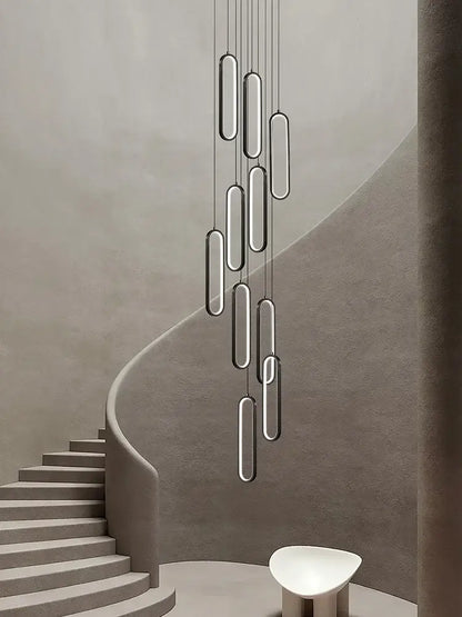 Modern minimalist decorbites led staircase branch chandelier with sleek oval shapes for living and dining rooms lighting