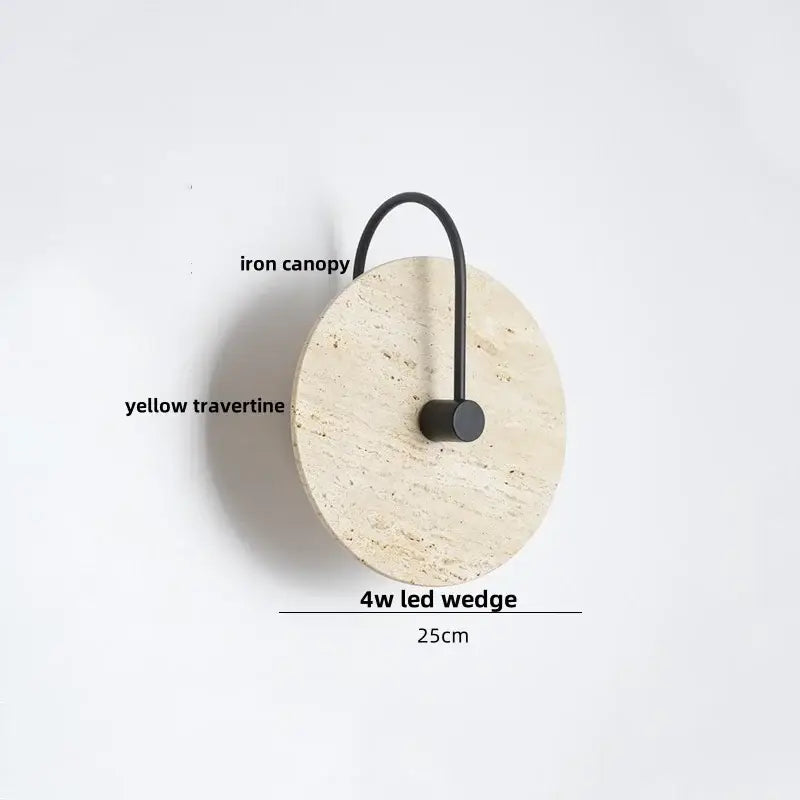 Decorbites™ modern nordic yellow cave bathroom stone clock wall lamp sconce with 4w led wedge light and black iron canopy