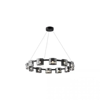 Modern black decorbites led straight line ceiling chandelier with sleek metallic arms and frosted glass shades for living room