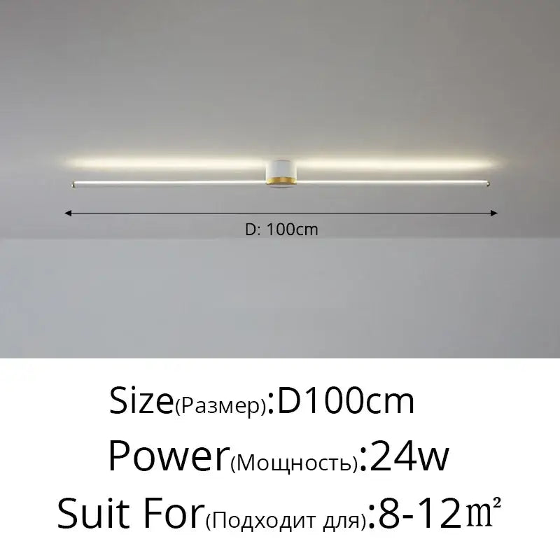 Modern 100cm decorbites led strip ceiling light with sleek white body and gold accent for stylish indoor lighting