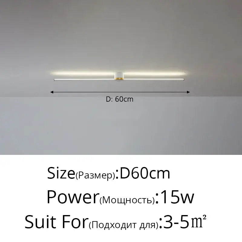 A sleek modern decorbites led strip ceiling light with a slim white bar and gold-toned central fixture for indoor use