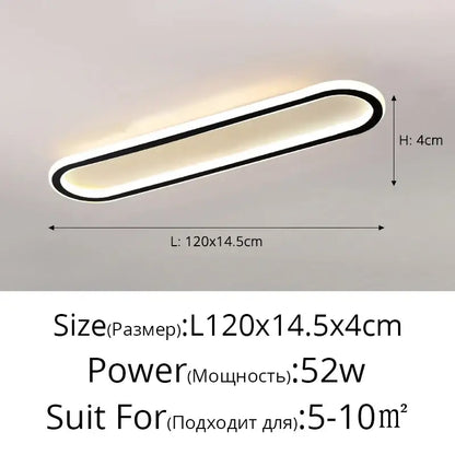 Modern minimalist decorbites led strip ceiling lights with sleek oval black trim and warm white glow for bedroom and hallway