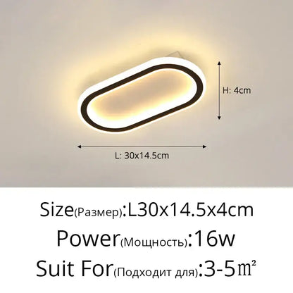 Modern oval-shaped decorbites led strip ceiling light with white and black frame emitting warm ambient glow for living rooms