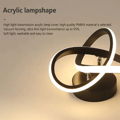 Modern black acrylic DecorBites led strip ceiling lights with sleek intertwined loop design and glowing white LED strip