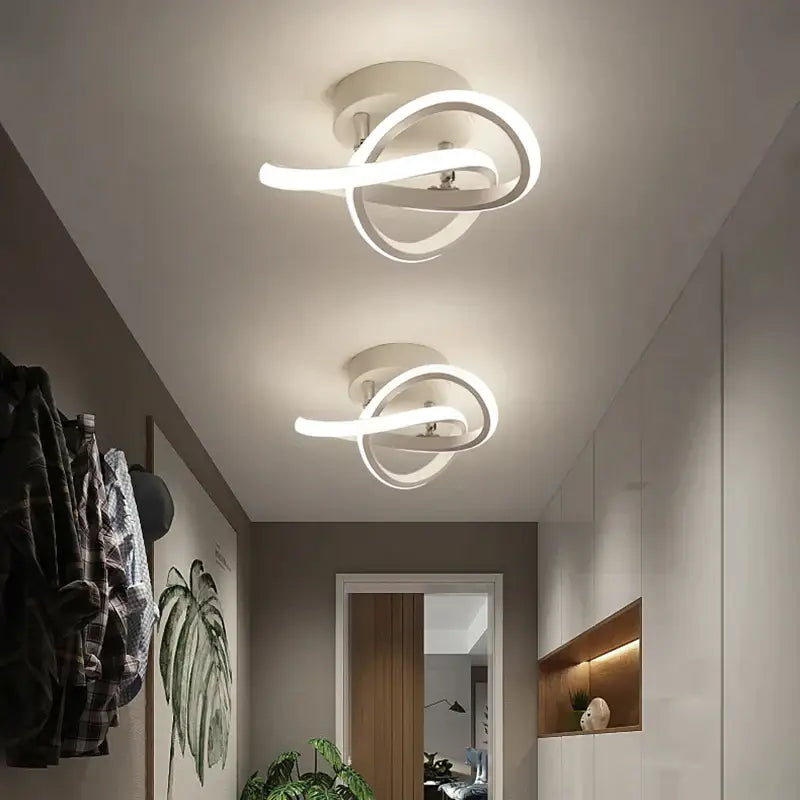 Modern white decorbites led strip ceiling lights with sleek intertwined ring design for living room and balcony decor