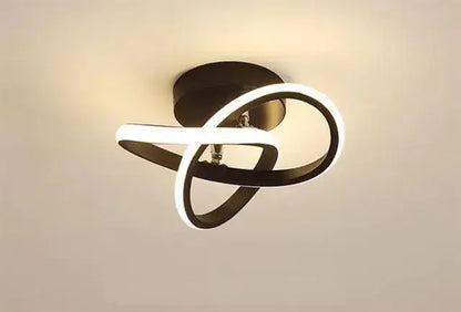 Modern black and white decorbites led strip ceiling lights with sleek intertwined ring design for living rooms and balconies