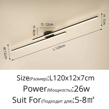 Modern minimalist decorbites led strip chandelier with sleek matte black and silver bars for aisle and balcony lighting
