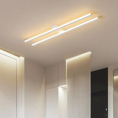 Modern white decorbites led strip chandelier with minimalist design mounted parallel on ceiling for corridor lighting