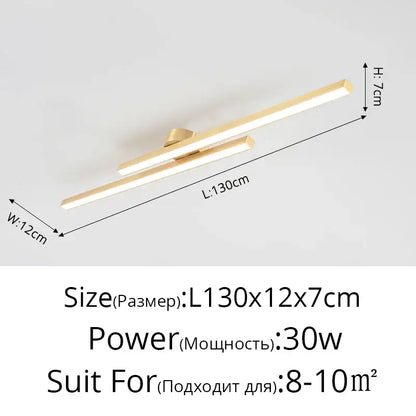 Modern gold-finished decorbites led strip chandelier with two parallel rectangular bars for aisle and balcony lighting
