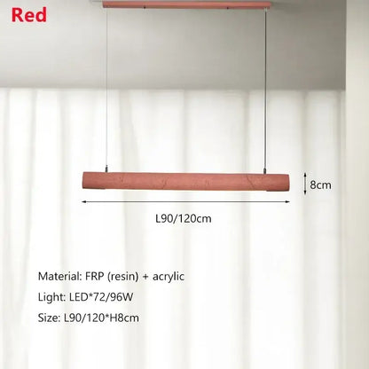 Red rectangular decorbites led strip pendant light with textured frp and acrylic finish for dining room and bar