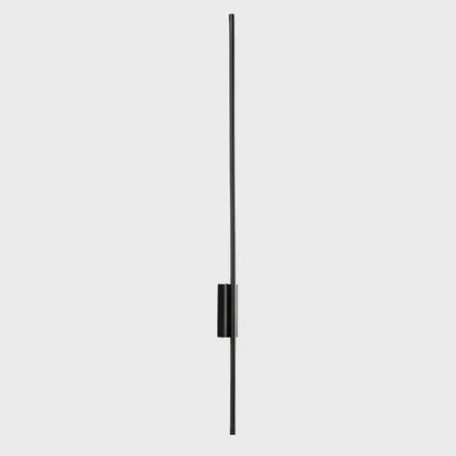 Black minimalist DecorBites led strip copper wall lamp with sleek vertical rod and rectangular backplate for living spaces