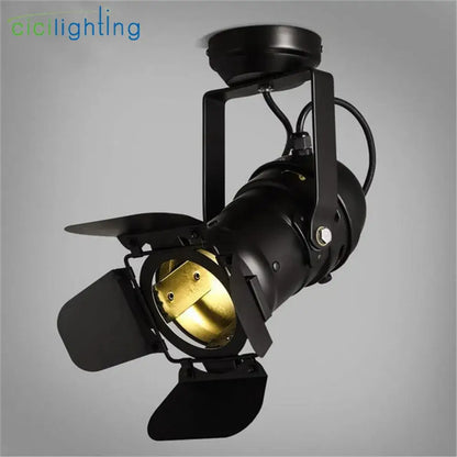 Black metal decorbites led surface mount spotlight with gold interior and adjustable barn doors for living room and store use