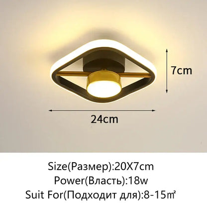 Modern geometric decorbites led surface mounted ceiling lights with sleek black and gold frame and illuminated center