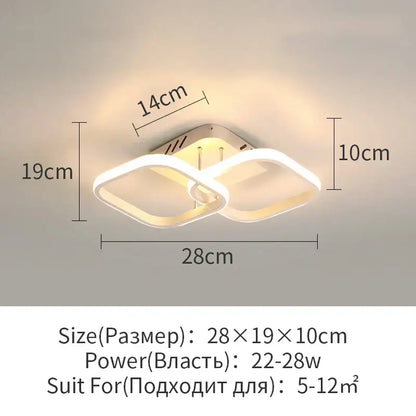 Modern white decorbites led surface mounted ceiling lights with sleek geometric interlocking square frames for home lighting