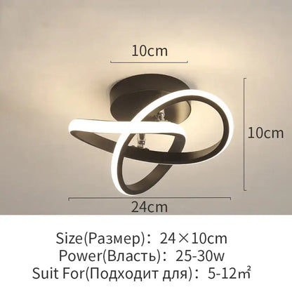 Modern black and white decorbites led surface mounted ceiling lights with sleek intertwined ring design for home lighting
