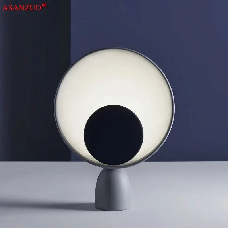 Asanzuo minimalist table lamp with illuminated white ring and black inner circle for decorbites led table lighting
