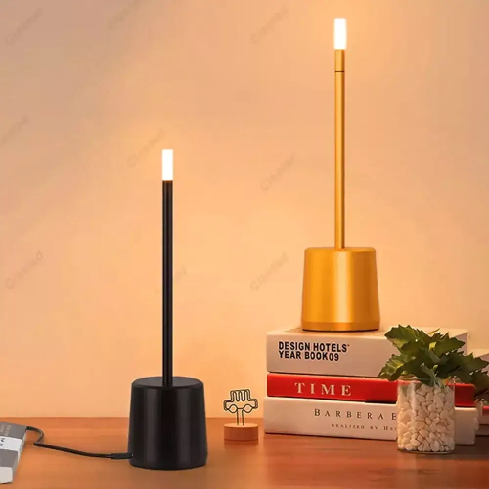 Gold and black decorbites led touch cylindrical desk lamps with sleek minimalist design and stepless dimming feature