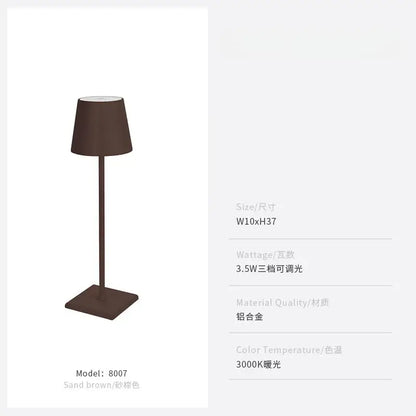 Sand brown aluminum decorbites led touch table lamp with adjustable 3000k warm light and usb charging for home office