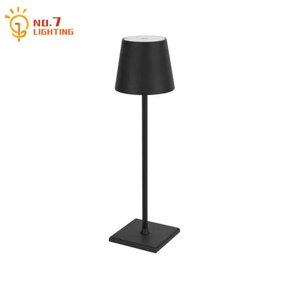 Black matte DecorBites led touch table lamp with sleek modern design and square base for home and office use