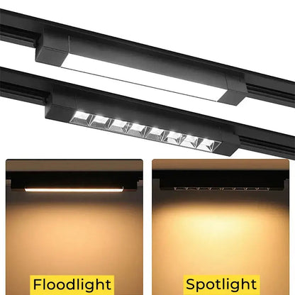Black decorbites led track lamps with adjustable led panels offering floodlight and spotlight for living room lighting