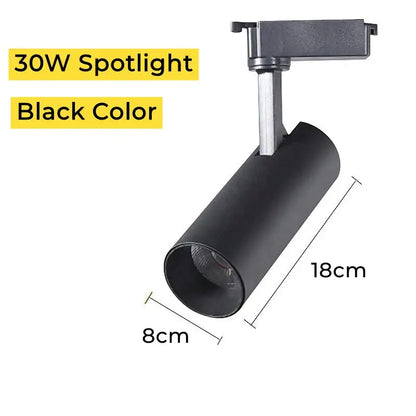Black decorbites led track spotlight 30w with cylindrical body and adjustable bracket for modern living room lighting