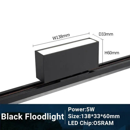 Black rectangular decorbites led track light with sleek design 138mm wide by 60mm high adjustable grille spot lamp