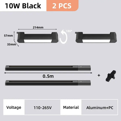 Black 10w led strip lights with aluminum and pc construction for flexible installation in decorbites track light set