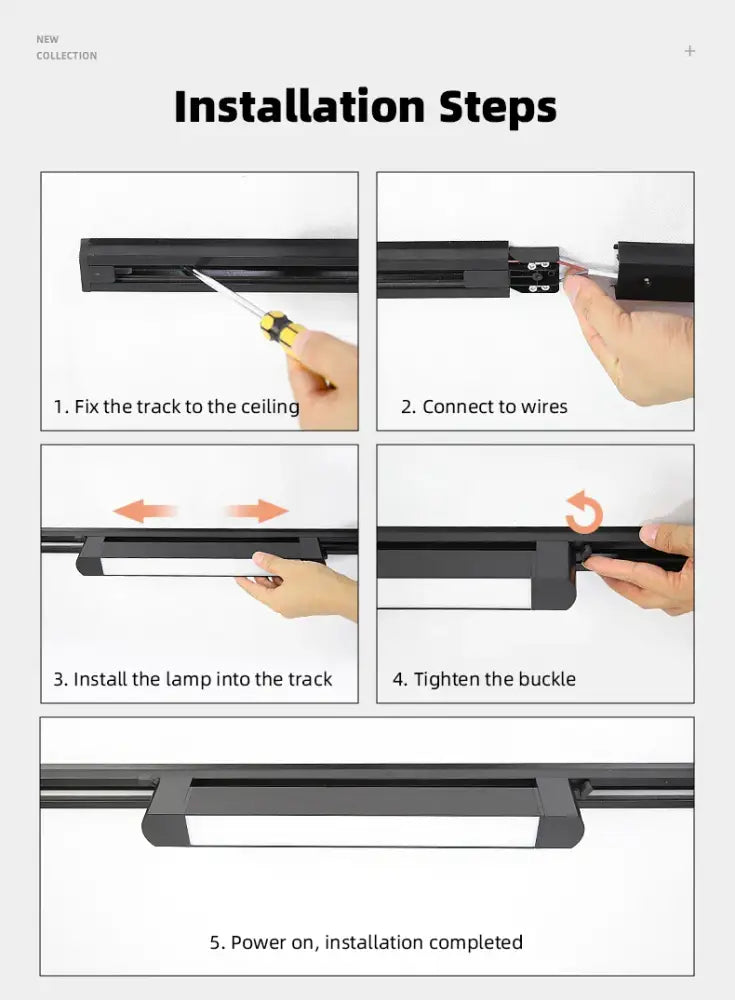 Black led ceiling track light with sleek rectangular matte finish in DecorBites™ track light set for home decor