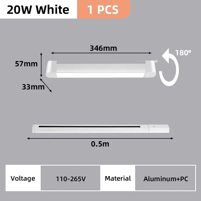 Decorbites™ white 20w led linear track light set with minimalist aluminum and pc housing for modern home decor