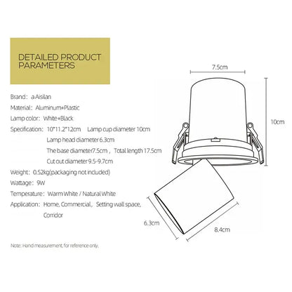 A sleek white and black decorbites led transformer recessed downlight with aluminum-plastic build and adjustable arms