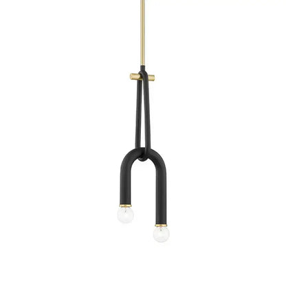Black and brass DecorBites LED tube chandelier lighting with two exposed bulb ends for modern home decor