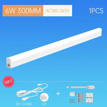 White 6w led tube fixture 300mm long with eu and us plug options for decorbites living room lighting 220v