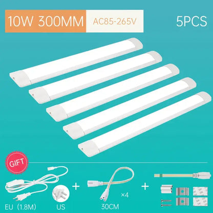 Set of five white 300mm decorbites™ led tube fixture lights rated at 10w for living room lighting at 220v