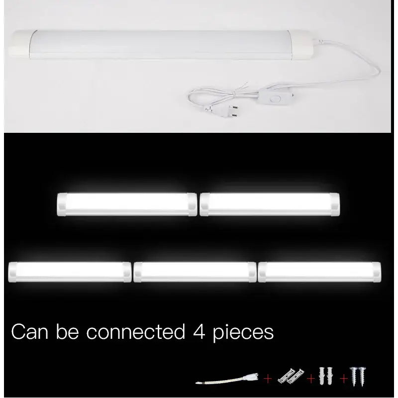 White led tube fixture with sleek rectangular design and integrated power cord for living room lighting DecorBites™