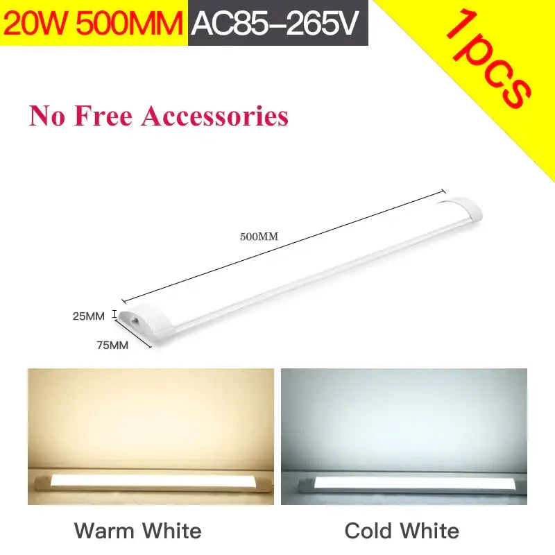 Decorbites™ led tube fixture lamp light 220v 500mm sleek white finish with warm white and cold white color options