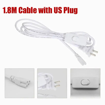 White 1.8-meter power cable with us plug and integrated switch for decorbites led tube light fixture in home lighting