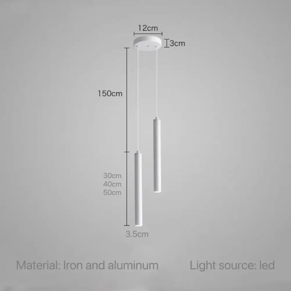 Minimalist white iron and aluminum pendant light with led illumination decorbites led tube pendant for dining room