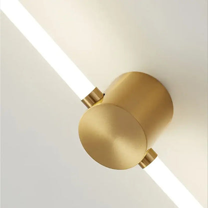Modern gold-toned decorbites led tube wall cylindrical light fixture with two sleek angled led strips for elegant lighting