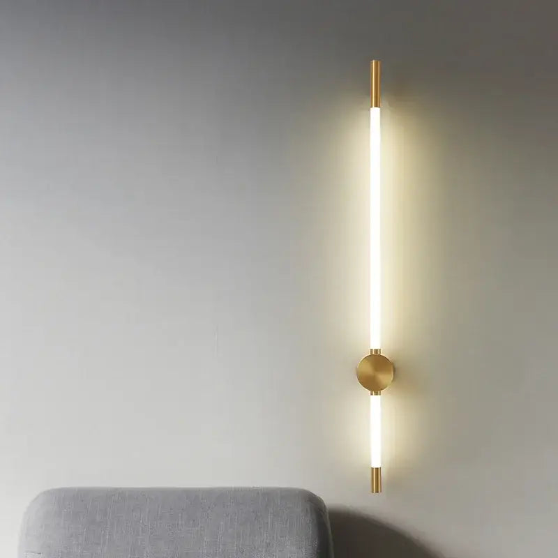 Decorbites led tube wall lights with gold metal frame and warm white vertical led tube for bedroom and living room lighting