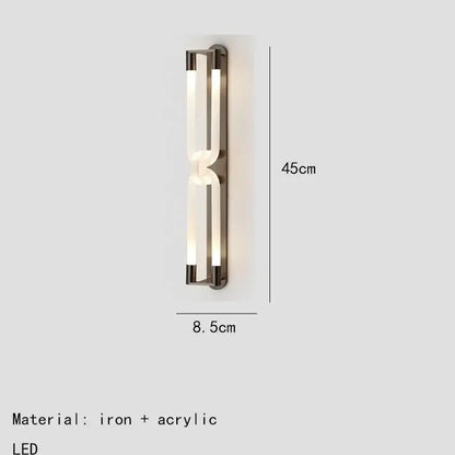 Modern 45cm tall decorbites led tube wall sconce with sleek gold black white metal and acrylic design featuring illuminated bars